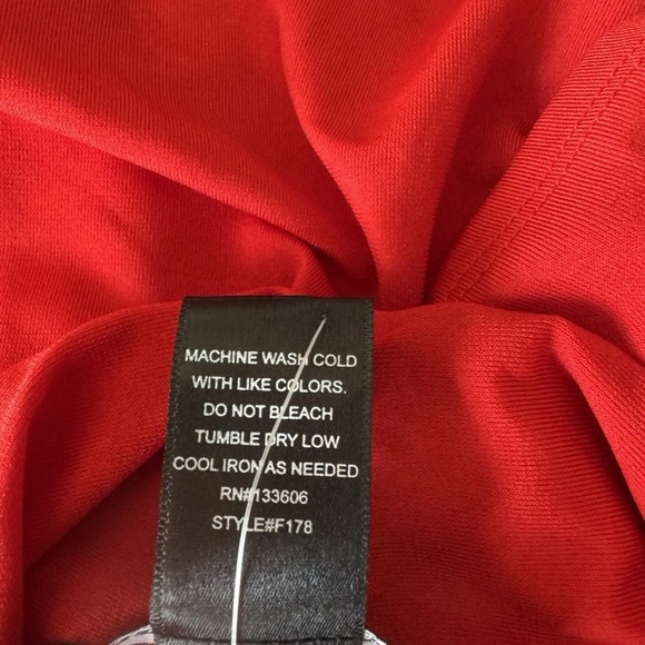 Ashley Stewart Red Draped Cowl Neck Top Blouse Women's Size 12 Long Sleeve - Picture 5 of 6